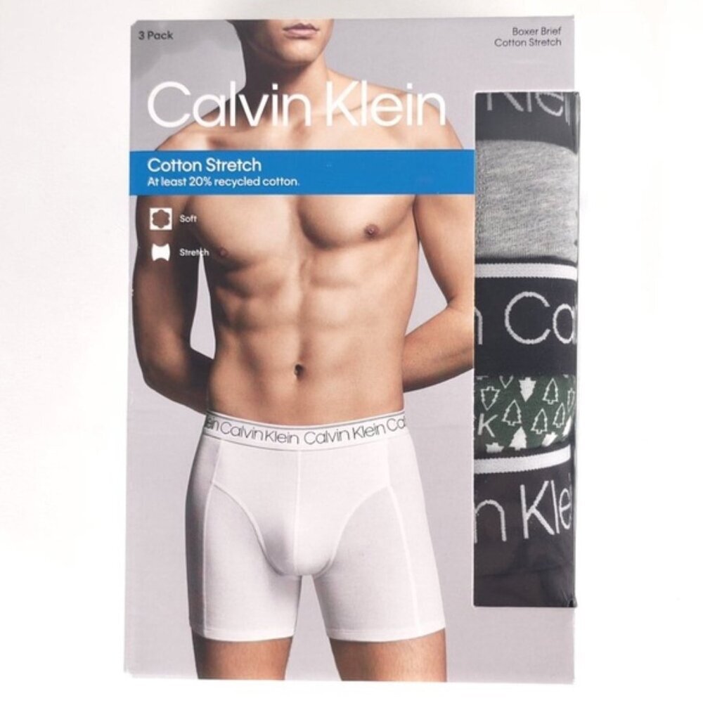 CALVIN KLEIN 3 Pack BOXER BRIEF Cotton Stretch Soft Size XL